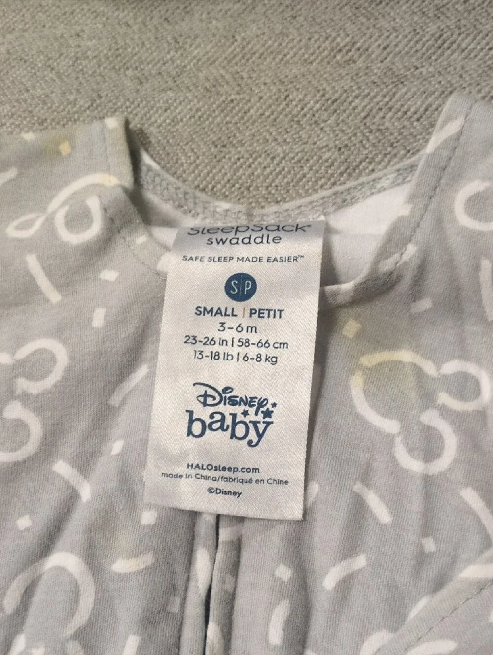 Disney Light Blue and Gray Baby Sleep Sack with Mickey Outline
